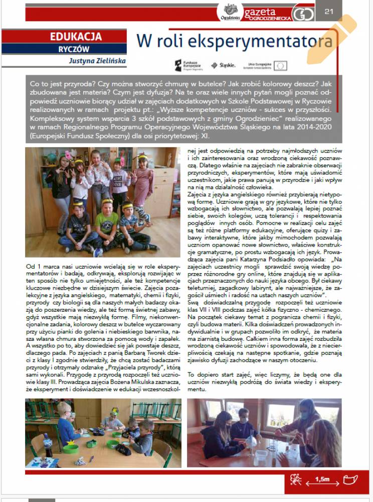 Zdjęcie: Wyższe kompetencje uczniów... - artykuły w Gazecie Ogrodzienieckiej